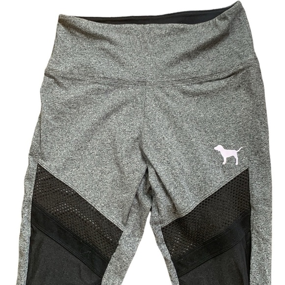 PINK‎ Victoria’s Secret Gray Mesh Ankle Workout Sport Leggings Size M - Picture 2 of 6